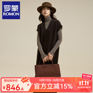羅蒙（ROMON）高端連衣裙優(yōu)雅浣熊絨針織背心裙子秋冬長(zhǎng)款V領(lǐng)羊毛內(nèi)搭打底毛衣 咖色 均碼