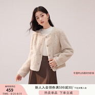 香影【貓貓絨】毛絨外套女秋冬季小個(gè)子皮毛一體羊羔毛風(fēng)仿生皮草 燕麥色 M