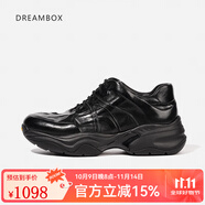 dreambox鈞博vibram春夏新款厚底增高老爹鞋水洗馬皮高端休閑男鞋 黑色不沖孔 41