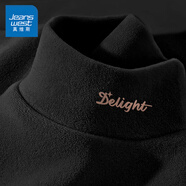 真維斯（JEANSWEST）德絨打底衫女裝秋冬季長袖t恤上衣服加絨保暖加厚內(nèi)搭半高領秋衣 黑色 小砂紙星星_K_左領角 M