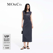 MO&Co.夏寬肩無(wú)袖收腰連衣裙T恤長(cháng)裙摩安珂 鋼灰色 M /165