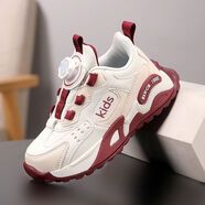 杰米熊（JMBEAR）女童兒童加皮面防水新款春季軟底防水中大童紐扣運(yùn)動(dòng)跑鞋 JMB0079安哥拉紅 【皮面】 31  內(nèi)長(zhǎng)20.5