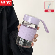 vieruodis德國進(jìn)口品質(zhì)玻璃杯耐高溫女夏天辦公室帶茶隔便攜高顏值 紫色- 送杯刷  350ml