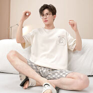 全棉純棉睡衣男士夏季短袖短褲大碼青少年初中學(xué)生大童家居服套裝 短-N2501 4XL