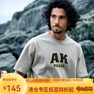 AKSERIES25新款復(fù)古印花短袖男圓領(lǐng)T恤男士上衣半袖內(nèi)搭衣服AK男裝2500505 淺灰 M