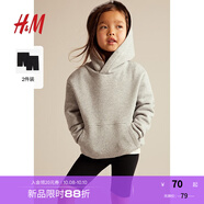 H&M童裝女童褲子秋季棉質(zhì)柔軟普通休閑透氣短褲0599090 黑色 90 50
