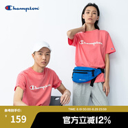 Champion夏季經(jīng)典款印花草寫(xiě)LOGO圓領(lǐng)休閑運(yùn)動(dòng)T恤無(wú)性別冠軍短袖男女情侶 粉紅色(偏?。?XL