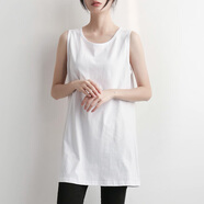 無(wú)標優(yōu)品小背心純棉衛衣打底內搭背心女寬松中長(cháng)款白色無(wú)袖吊帶疊 白色中長(cháng)款（165以下） S 80-100斤