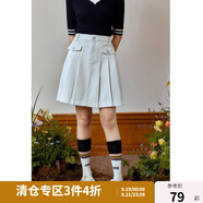 獨束大碼女裝百褶分割線(xiàn)高腰復古牛仔半身裙女夏季微胖mm傘擺短裙 牛仔白 XL