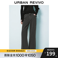 UR2025春季新款女裝復古休閑拉鏈高腰牛仔長褲UYV850024 黑色 27