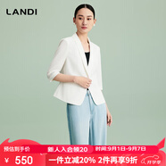 藍(lán)地（LANDI）[禪意光澤]LANDI優(yōu)雅氣質(zhì)修身短款小西裝外套女五分袖夏新品 純白色 M