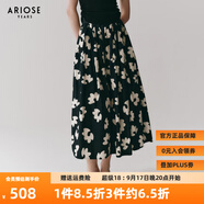 艾諾絲雅詩(shī)【商場(chǎng)同款】2025夏季新品100%棉碎花半身裙長(cháng)裙大裙擺40413595 黑底米花 M