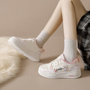 足力健大師張凱麗冬季棉鞋加絨休閑運動(dòng)板鞋女鞋可愛(ài)小清新中青年女鞋 米粉 加絨 36