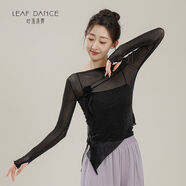 古典舞身韻網(wǎng)紗花朵長(zhǎng)袖日常形體上衣中國(guó)舞現(xiàn)代舞練功服 黑色 S S