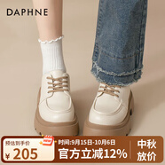 達(dá)芙妮（DAPHNE）黑色小皮鞋女2025春季款女鞋百搭爆款學(xué)院風(fēng)單鞋女英倫風(fēng)樂福鞋女 米杏色【主圖熱賣款】 37