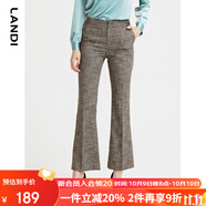 藍(lán)地（LANDI）微喇叭褲女新款修身花紗高腰顯瘦小個子休閑長褲 卡其色 M