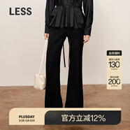 LESS春秋復(fù)古優(yōu)雅微喇褲女綿羊毛時(shí)尚簡約休閑微喇叭褲2O7E10220 001本黑 M