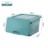 星優(yōu)玩具收納箱前開(kāi)式家用翻蓋儲物箱衣服整理箱塑料特大號零食收 中號【水墨綠】