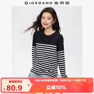 佐丹奴T恤女純棉條紋海軍風(fēng)海魂衫開叉下擺圓領(lǐng)長(zhǎng)袖t恤女13322802