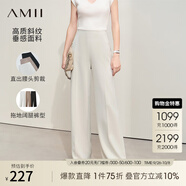 AMII女裝2025夏季新款直出腰頭百搭闊腿褲休閑褲長(zhǎng)褲直筒褲女 米灰 M 160/68A