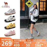 駱駝（CAMEL）月牙德訓鞋女運動百搭板鞋網(wǎng)面復古休閑鞋 L25S577059A 白/銀 37