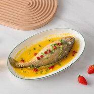 傳旗陶瓷魚盤蒸魚盤家用魚盤大號盤長盤深盤餐盤12英寸釉下彩雅玉