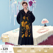 兩三事復(fù)古長(zhǎng)袖針織連衣裙秋冬新款超長(zhǎng)黑色慵懶毛織長(zhǎng)裙焰葵之浴 黑色 S