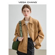 VEGA CHANG短外套女2025秋季新款復古麂皮絨夾克雅丹風寬松上衣 核桃棕 S