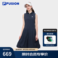 FILA FUSION斐樂(lè )潮牌女子梭織連衣裙2025夏季新款休閑連帽無(wú)袖裙 青云藍-DB M 165/84A/M