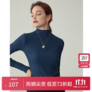 范思藍(lán)恩范思藍(lán)恩204303半高領(lǐng)打底衫女秋冬百搭修身針織上衣緊身內(nèi)搭毛衣 深藍(lán)色 S