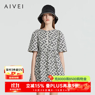AIVEI欣賀艾薇秋冬商場同款法式田園五分袖碎花連衣裙P750602A 白色 S