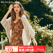 Olrain歐芮兒杏色開衫毛衣女春季女裝寬松慵懶薄款針織披肩外套衣服 杏色 L
