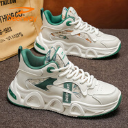 德?tīng)柣荩―EERWAY）老爹鞋男鞋2025秋冬季鞋子男士高幫厚底百搭增高運動(dòng)鞋時(shí)尚米綠41