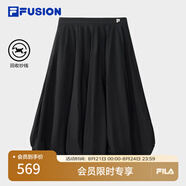 FILA FUSION斐樂潮牌女士短裙2025夏季新款休閑寬松半身裙花苞裙 正黑色-BK S 160/62A/S