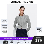 UR2025秋季新款女裝休閑絞花肌理櫻桃刺繡針織開衫UYY950116 冷灰 M
