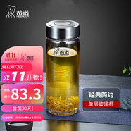 希諾（HEENOOR）玻璃杯單層加厚大容量辦公家用泡茶杯男女便攜矮萌帶蓋濾網(wǎng)水杯子 本色-530ml【經(jīng)典小熊蓋】大容量 高硼硅玻璃杯體（帶濾網(wǎng)）