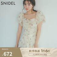 SNIDEL2025春夏新品優(yōu)雅淑女泡泡袖亮片雪紡印花連衣裙SWFO251088 黃色 S (0)