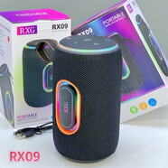 中性新款RX09藍(lán)牙音響雙喇叭低音炮戶外手提RGB燈包布便攜式插卡 黑色
