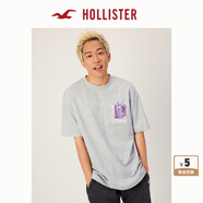 HOLLISTER【涼感印花T】25夏新款情侶寬松T恤男裝女裝KI323-5008 麻灰色 M (180/100A)