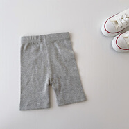 樂(lè )途 兒童兒童純色五分短褲25新款女童瑜伽打底褲女寶寶超大彈力芭比鯊魚(yú)褲 淺灰色短褲 130 cm