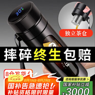 名銳（MINGRUI）玻璃杯水杯男士泡茶杯子大容量茶水分離智能防燙防摔定制LOGO 黑色500ML【摔碎終生保賠】