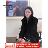 皮爾卡丹（pierre cardin）短款呢子大衣女2025新款秋冬季毛呢外套小個(gè)子加厚今年流行 黑 升級版假兩件 XS 80-100