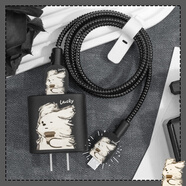 HAPPYMAKER適用20W快充頭蘋果16e/16數(shù)據(jù)線保護套iPhone15充電器保護套18W蘋果14/13防折斷繞繩iPhone12印花 蘋果20W雙typec四件套印花款【凌亂小狗】