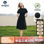 Navigare意大利小帆船女士短袖Polo裙休閑連衣裙2322874503 暗夜黑 XL 