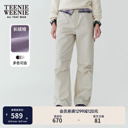 Teenie Weenie【趙露思同款】小熊秋季時(shí)髦工裝風(fēng)休閑褲黑長(cháng)褲女裝 淺卡其色 M (165)