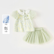 戴維貝拉兒童半裙套裝夏裝女童中國風(fēng)涼感抗菌漢服兩件套