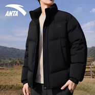 安踏棉服男款2025冬季新款青少年純色簡(jiǎn)約立領(lǐng)保暖面包服短款外套 8801-2基礎黑 L (175)