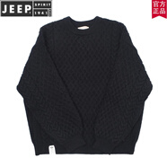 JEEP SPIRIT重磅麻花織醇厚日系文藝復(fù)古懷舊色粗針毛衣休閑寬松咔嘰長袖衫男 5027黑色 M 建議(100-120)