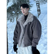 牧唯麂皮座山雕棉服男士2025秋冬新款高品質(zhì)加厚保暖夾棉襖衣美式外套 深灰【高品質(zhì)】 M [建議90-110斤]