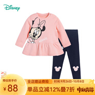 迪士尼童裝兒童衛(wèi)衣套裝卡通休閑套裝 女童米妮粉色223T1432 130